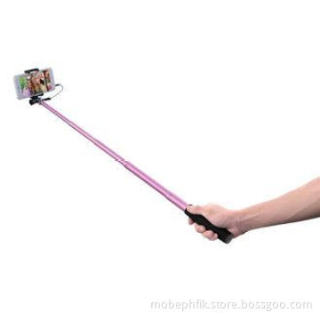 5 flex sections Pink Wired Selfie Stick For Samsung Camera